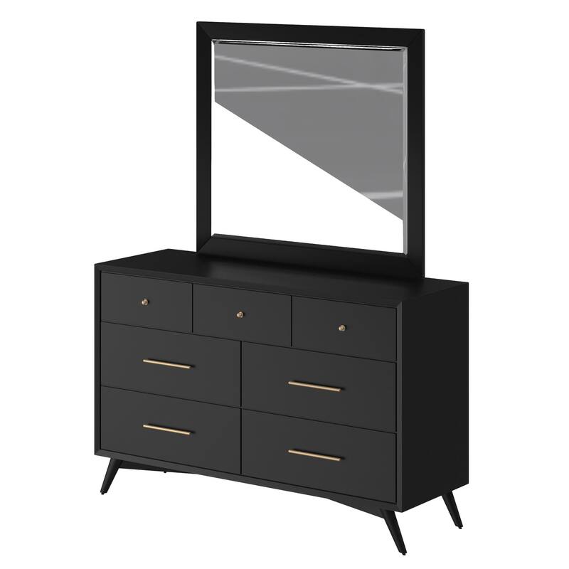 Flynn Mid Century Modern Mirror, Black