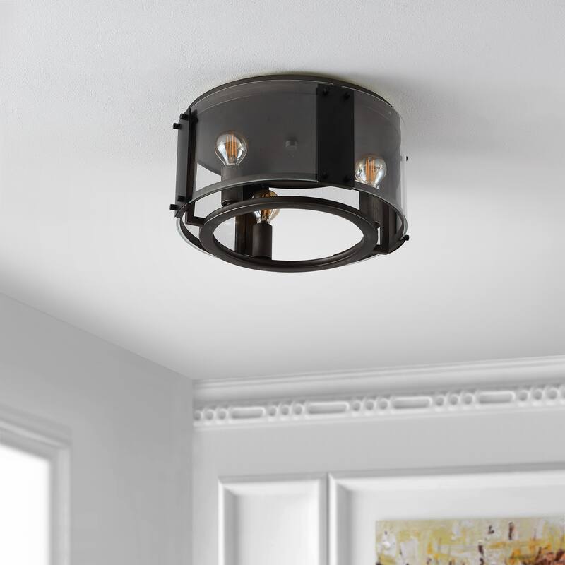 SAFAVIEH Lighting Ingeline Flush Mount - 14" W x 14" D x 7" H - Black/Chrome - 14Wx14Dx7H