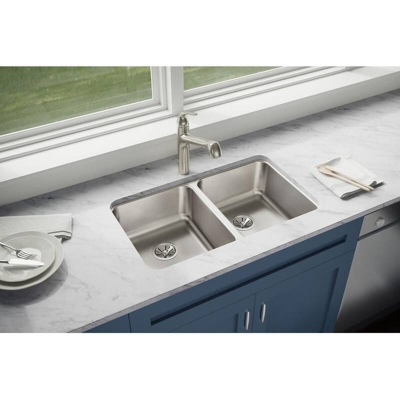 Elkay Lustertone 30-3/4" Undermount Double Basin Stainless Steel