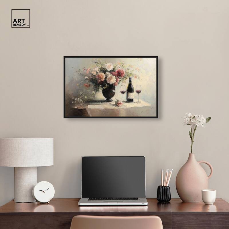 Roses and Red Wine Canvas by Art Remedy