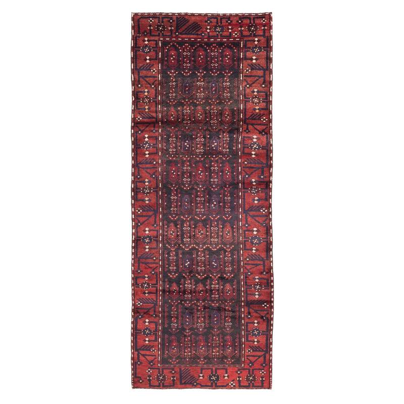 ECARPETGALLERY Hand-knotted Andelz Black, Red Wool Rug - 3'5 x 9'10