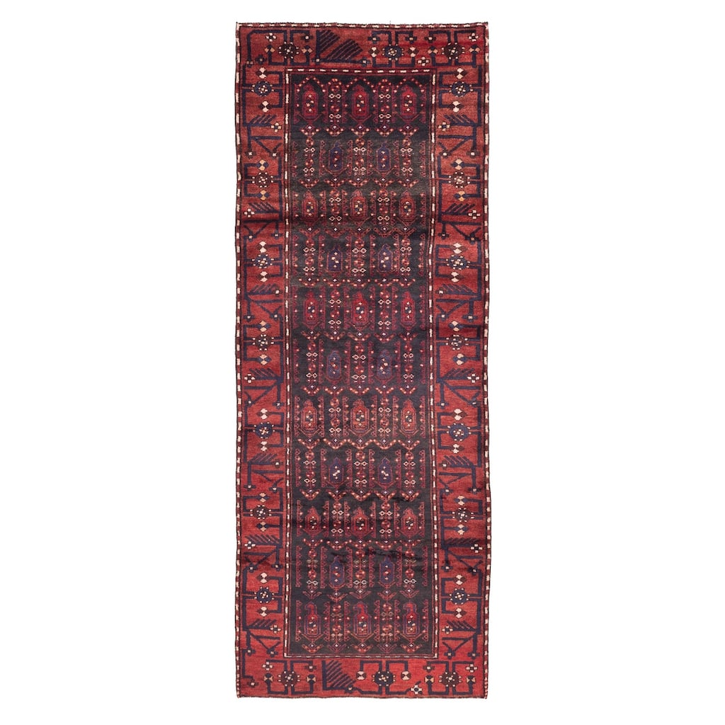 ECARPETGALLERY Hand-knotted Andelz Black, Red Wool Rug - 3'5 x 9'10
