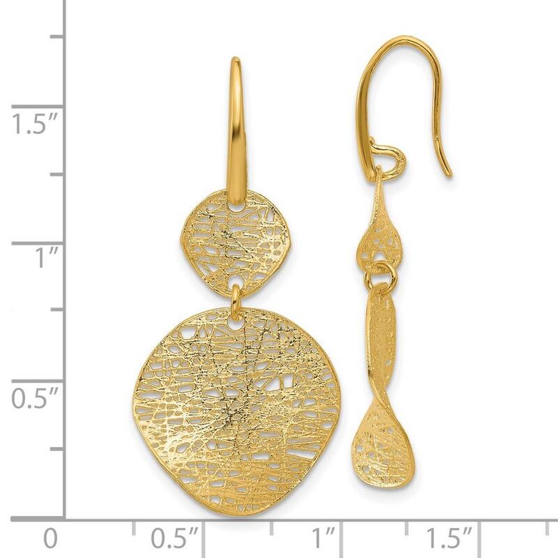 Curata 14k Yellow Gold Intricate Wire Wrapped Shapes Long Drop Dangle Earrings - 41.8x19.8mm