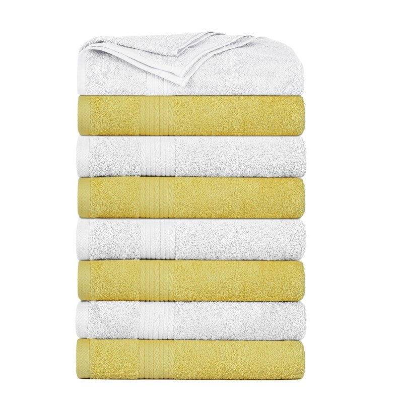 Cotton 600 GSM Highly Absorbent Bath Towels 30x54 Inch by Ample Decor - Pack of 8
