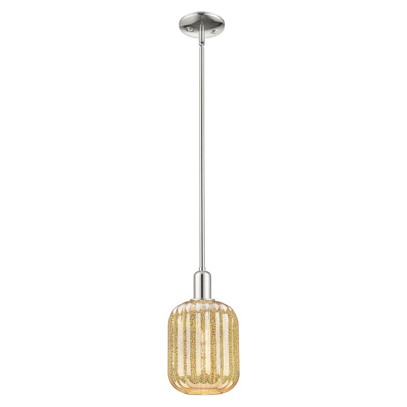 Innovations Lighting Downtown Urban - Preston - 1 Light 7" Jar Shade Stem Hung Mini Pendant - Polished Nickel/Mercury Shade