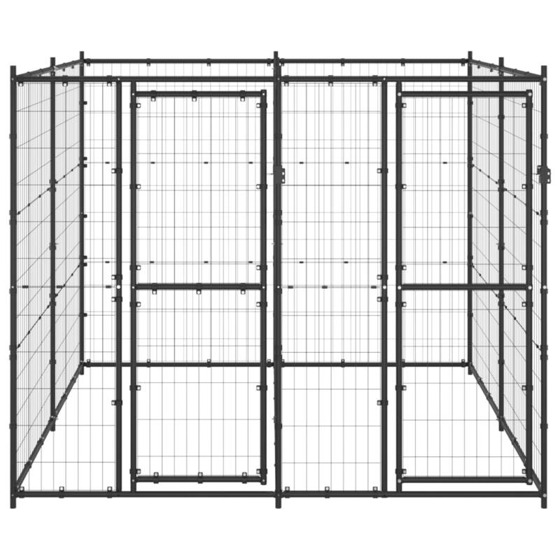 vidaXL Outdoor Dog Pen Pet Crate Kennel Cage Playpen House for Yard Steel