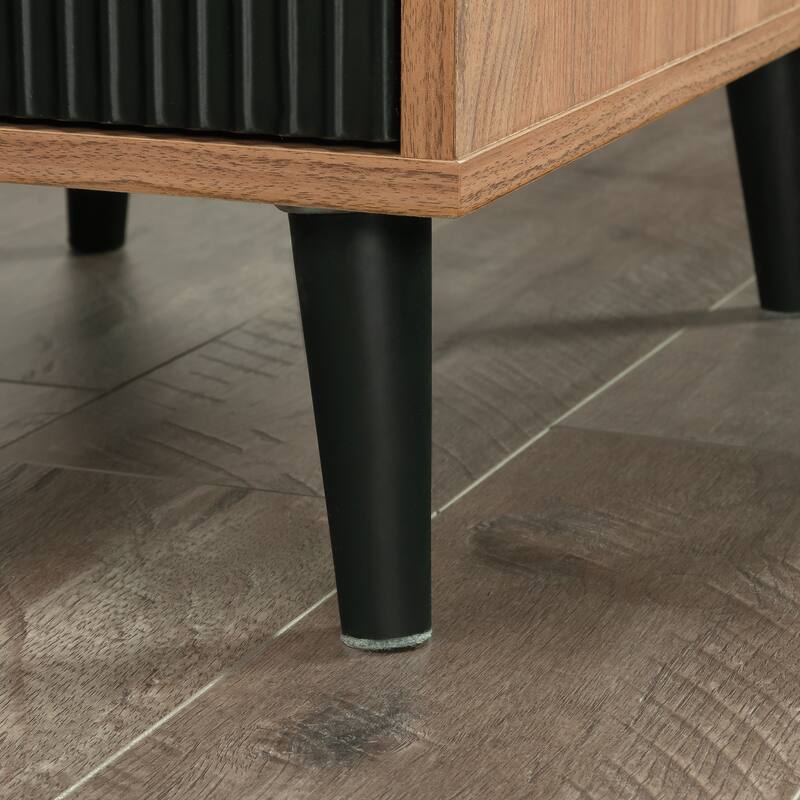 Wood L-Shaped Desk with Cord Management, Brown.