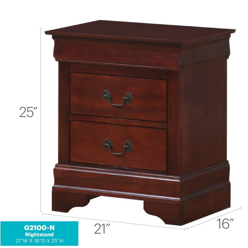 Cherry Nightstand 24x21x16 with Two Smooth Drawers, Compact Bedside Table for Storage, Warm Finish Bedroom Accent Piece