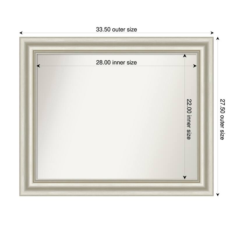 Sophia Non-Beveled Framed Wall Mirror - 34 x 28 in - Sophia Silver