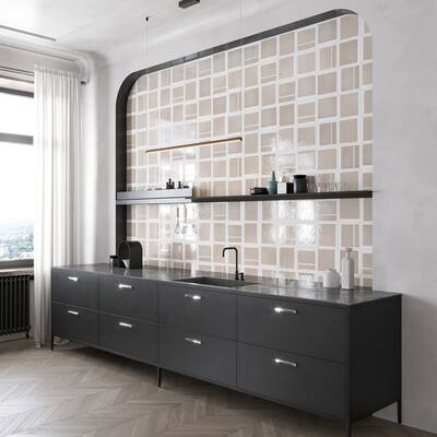 Cadence 8x8 Gray Beige Porcelain Square Motif Wall and Floor Tile (12.49 sq ft/case) - 29 Pack