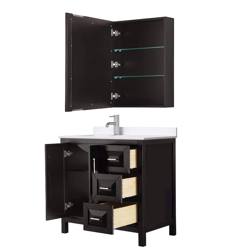 Daria 36-inch Single Vanity, Single Hole Quartz Top, Med Cabinet