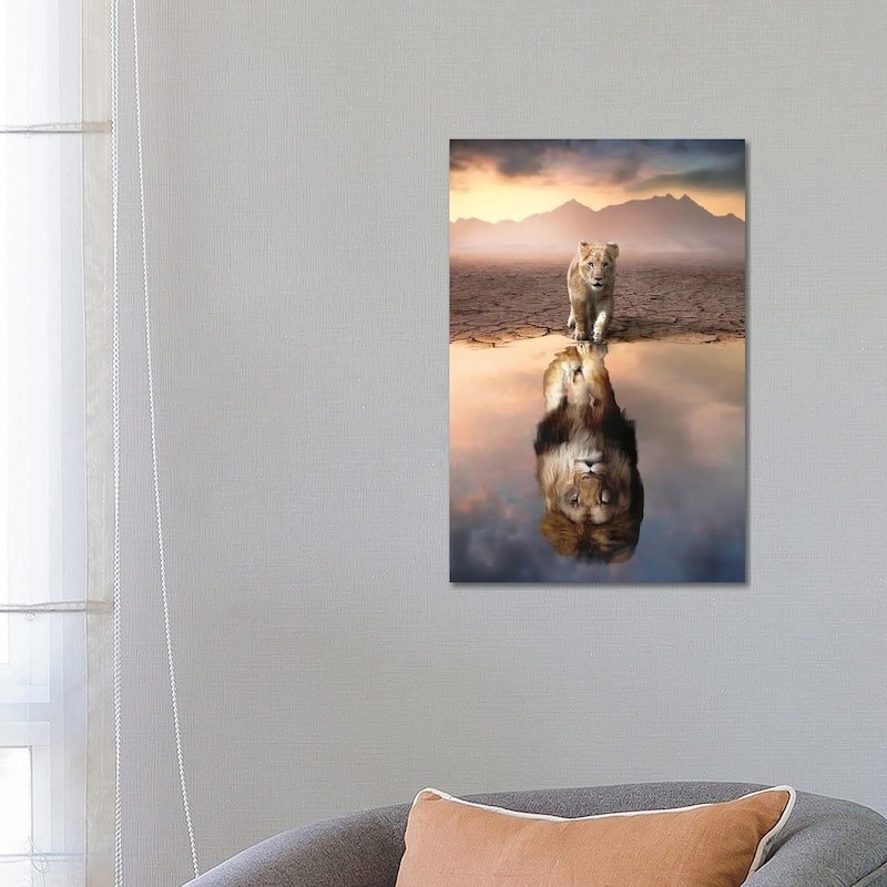 iCanvas "Lion Reflection" by Zenja Gammer Canvas Print - 26x18x1.5