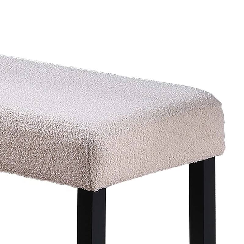 Arun Dining Bench, Beige Fabric, Black Rubberwood, 41 Inch Foam Seat