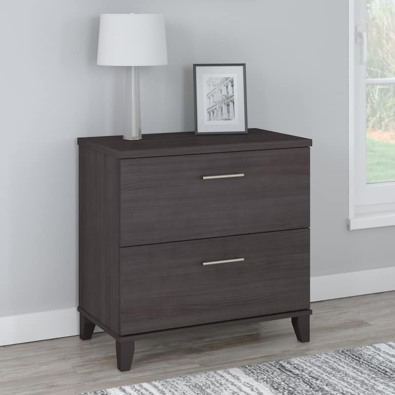 Bush Furniture Somerset 2 Drawer Lateral File Cabinet with Storage - Storm Gray