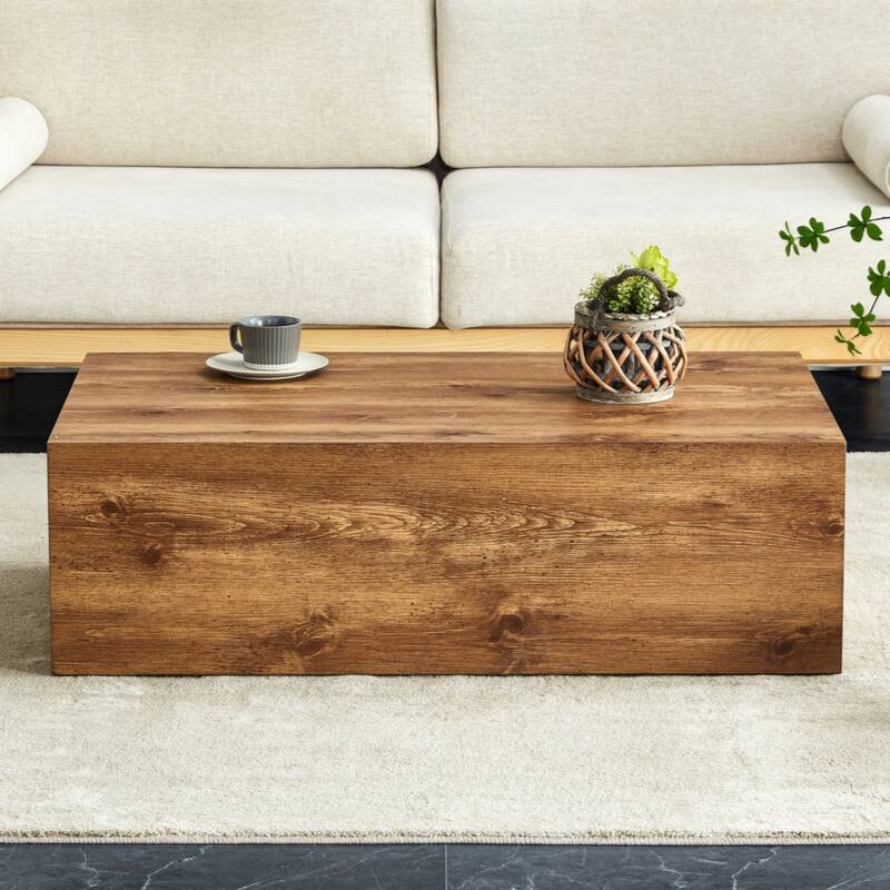 Modern MDF coffee table with wood texture pattern -stylish and durable design