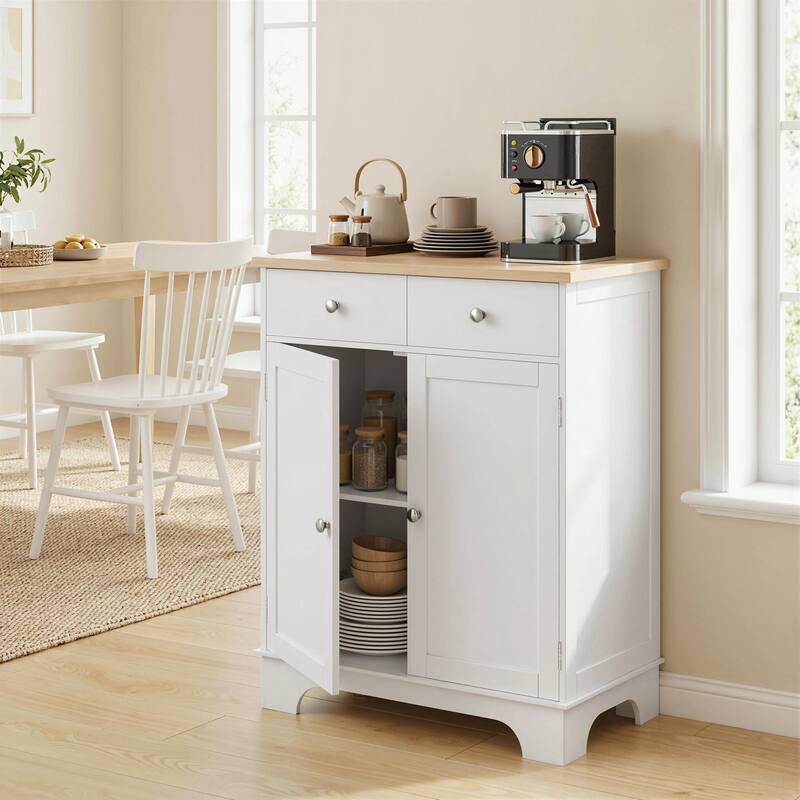 HOMCOM Space-saving Kitchen Buffet Sideboard Pantry - White