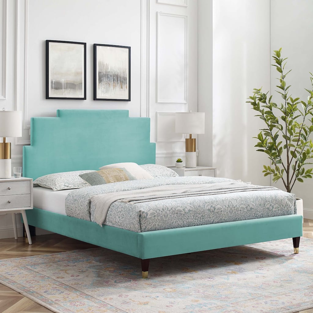 Lindsey Performance Velvet Full Platform Bed