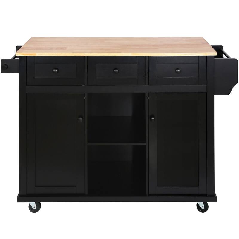 Black/Blue/White MDF Kitchen Cart Multifunctional with Storage Cabinet and 3 Drawers