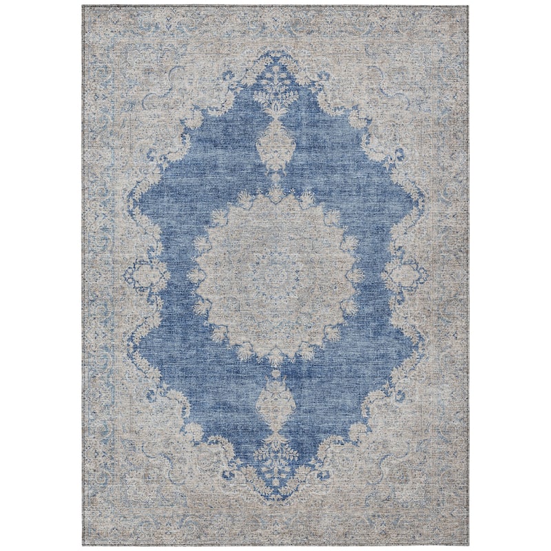 Machine Washable Indoor/ Outdoor Vintage Traditional Chantille Rug