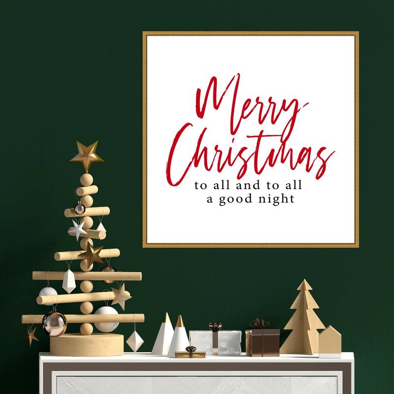 Merry Christmas to All Script by Amanti Art Portfolio Framed Canvas Wall Art