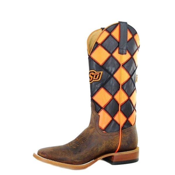 Horse Power Western Boots Mens Oklahoma OSU Patchwork Brown - Overstock ...