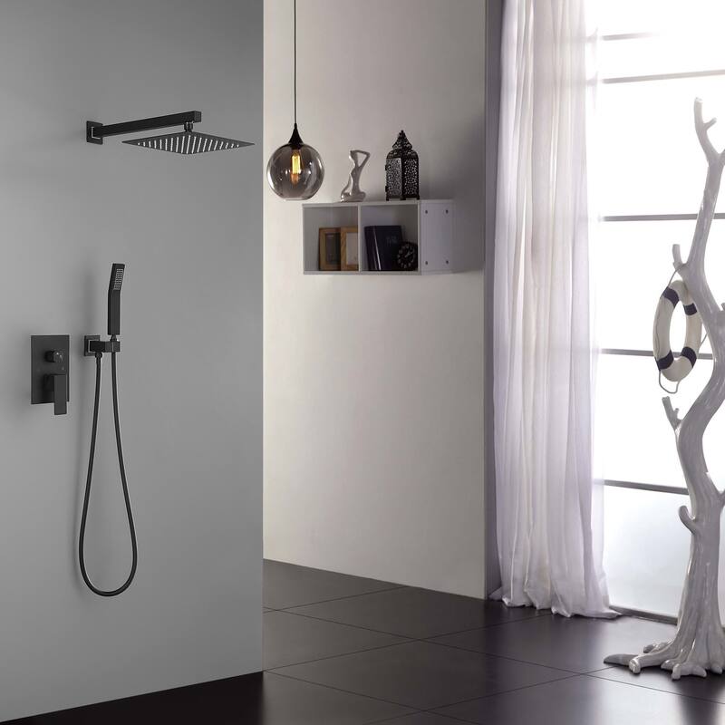 1-Spray Patterns 2.0 GPM 10 in. Black Showerhead - Black