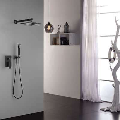 1-Spray Patterns 2.0 GPM 10 in. Black Showerhead