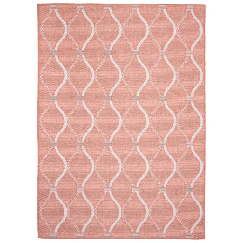 ECARPETGALLERY Veranda Abstract Indoor/ Outdoor Rug - 5'3 x 7'3 - Coral