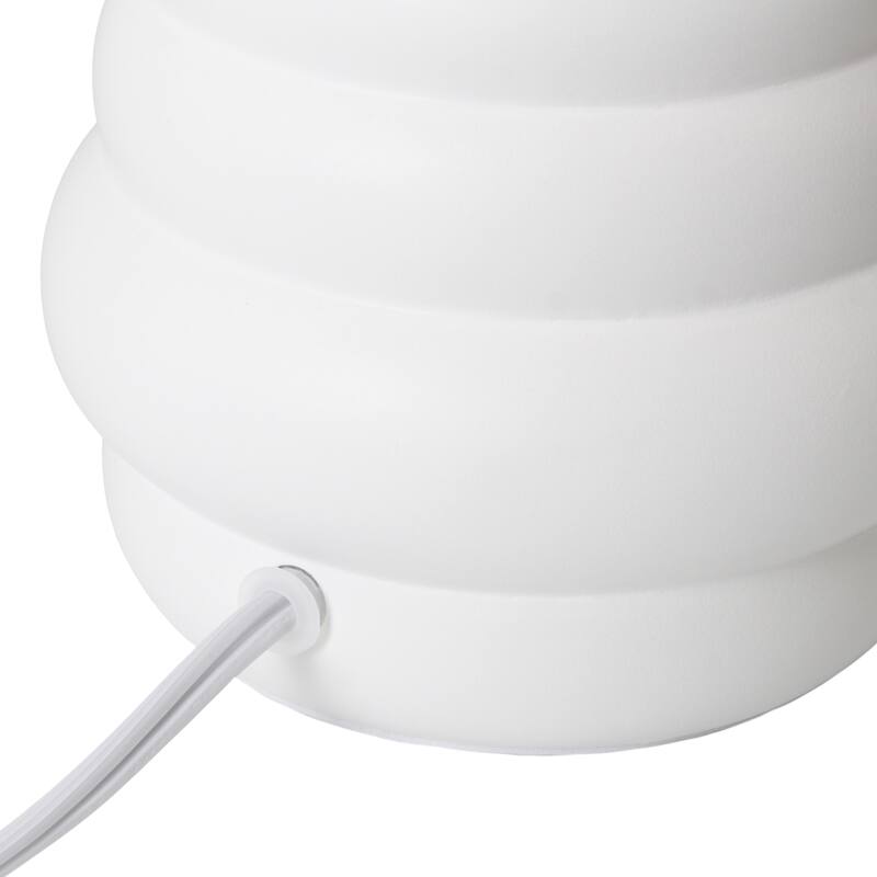 Ribbed Ceramic Table Lamp with Drum Shade - 12.75" - White