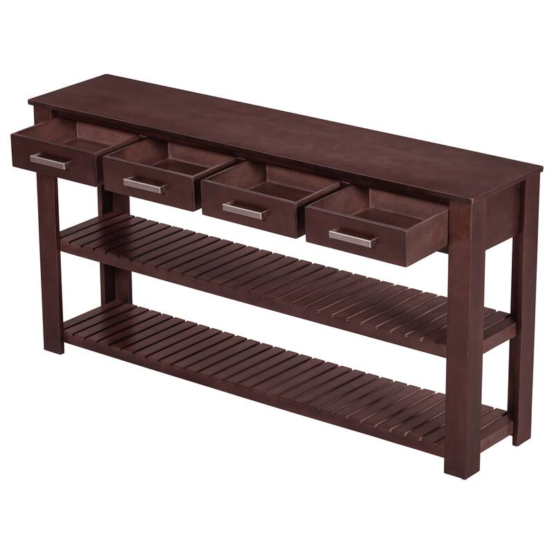 3 Tier Narrow Console Table Entryway Table with 4 Drawers and 2 Storage Shelves for Living Rooms Hallway