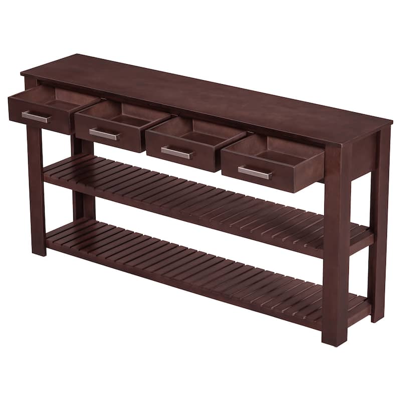 Stylish Entryway Console Table with 4 Drawers and 2 Shelves,Suitable for Entryways,Living Rooms
