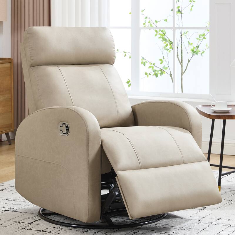 HOMYKA Modern Faux Leather Rocking Recliner with Swivel