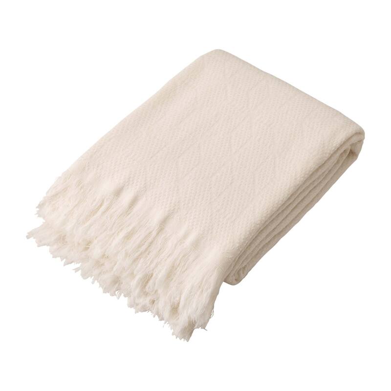 Glitzhome Warm Lightweight Dusty Pink Grid Cotton Woven Throw