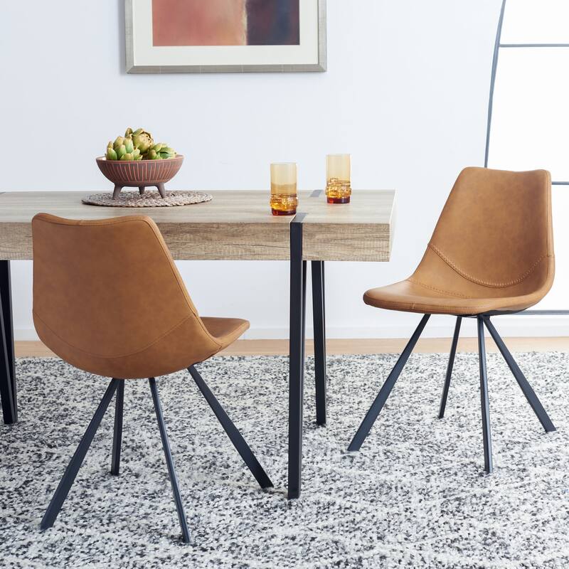 SAFAVIEH Fleeta Mid-Century Dining Chair (Set of 2) - 24 In. W x 19 In. D x 33 In. H - 24Wx19Dx33H - Cognac