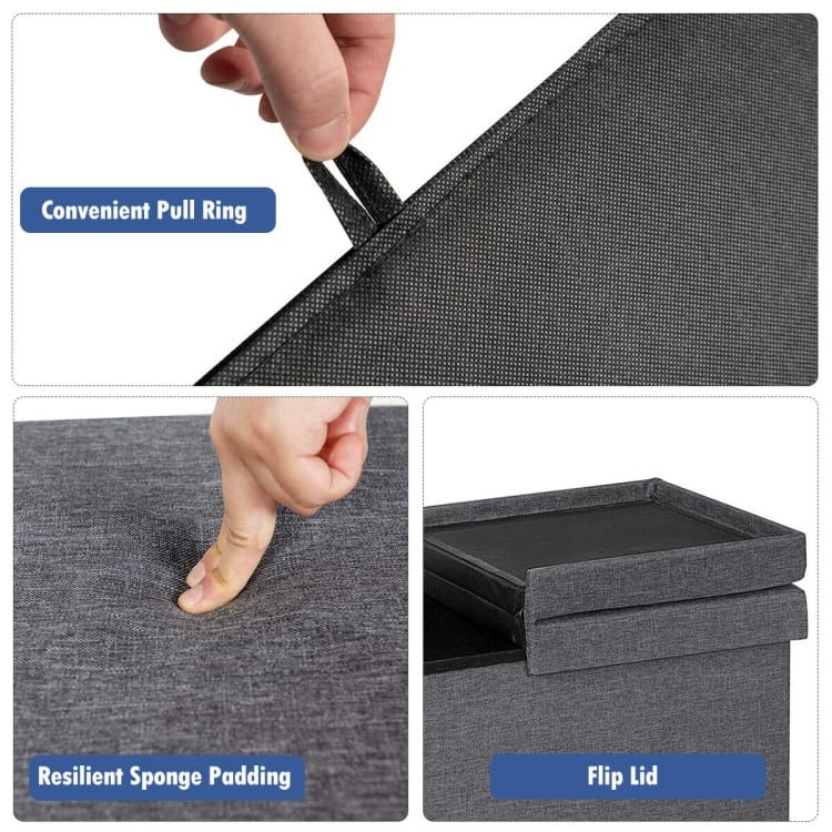 30" Folding Storage Ottoman with Lift Top