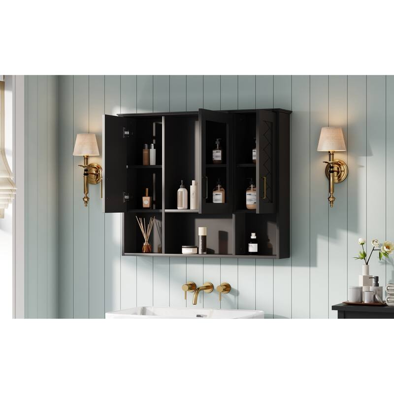 Roomfitters 35 Inch 2-in-1 Wall Mount Medicine Cabinet, Mirror Storage with Adjustable Shelves & Soft Close