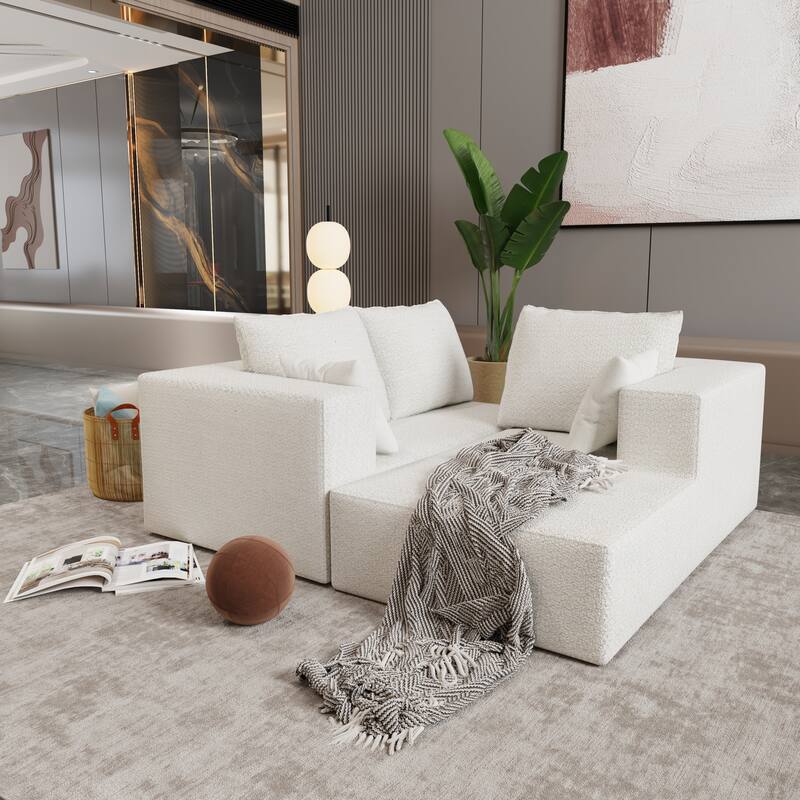 Combination Sofa & Bed (Beige): High - density Sponge, Soft Linen, Multiple Combinations, 107x39x26 inches, 166 lbs