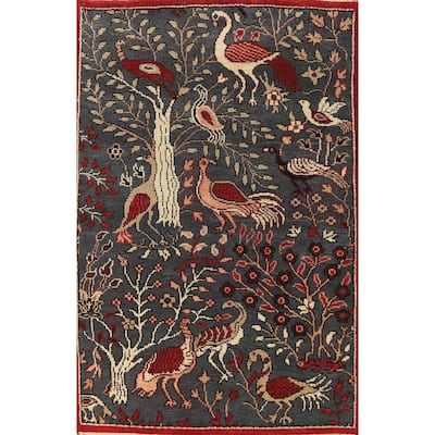 Animals Design Ziegler Oriental Rug Hand-Knotted Wool Carpet - 3'11" x 6'0"