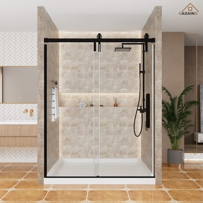 60.6 in. W x 76 in. H Framed Shower Door with Tempered Glass