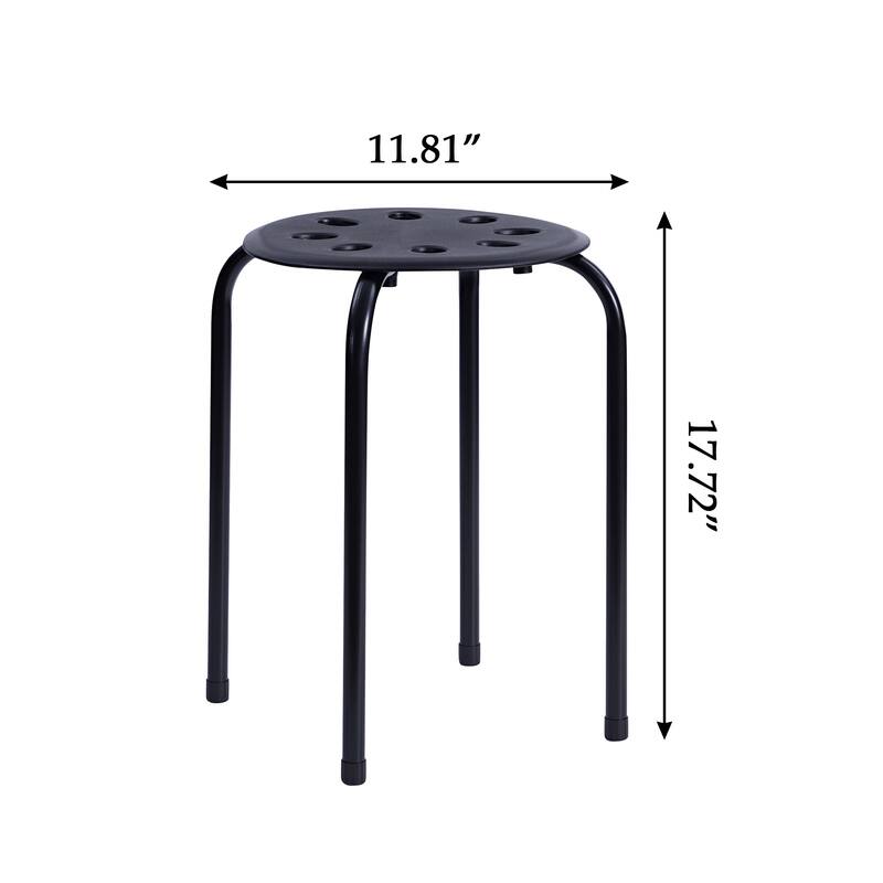 Javlergo 6-Pack Plastic Stackable Stools, Portable 8 Holes Metal Round Top Stools for Kitchen/Classrom