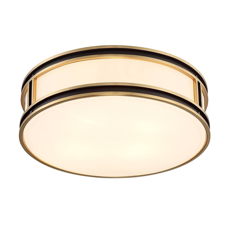 Matte Blackith Warm Brass Four Light Flush Mount from the Alberti Collection