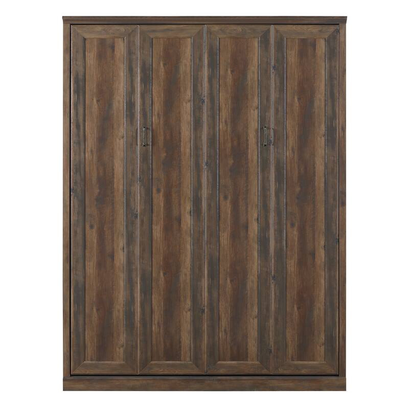 Space-Saving Modern Murphy Bed with Dual Piston Lift - Foldable Platform Bed Convertible Hidden Cabinet Design Cube Cabinet Bed