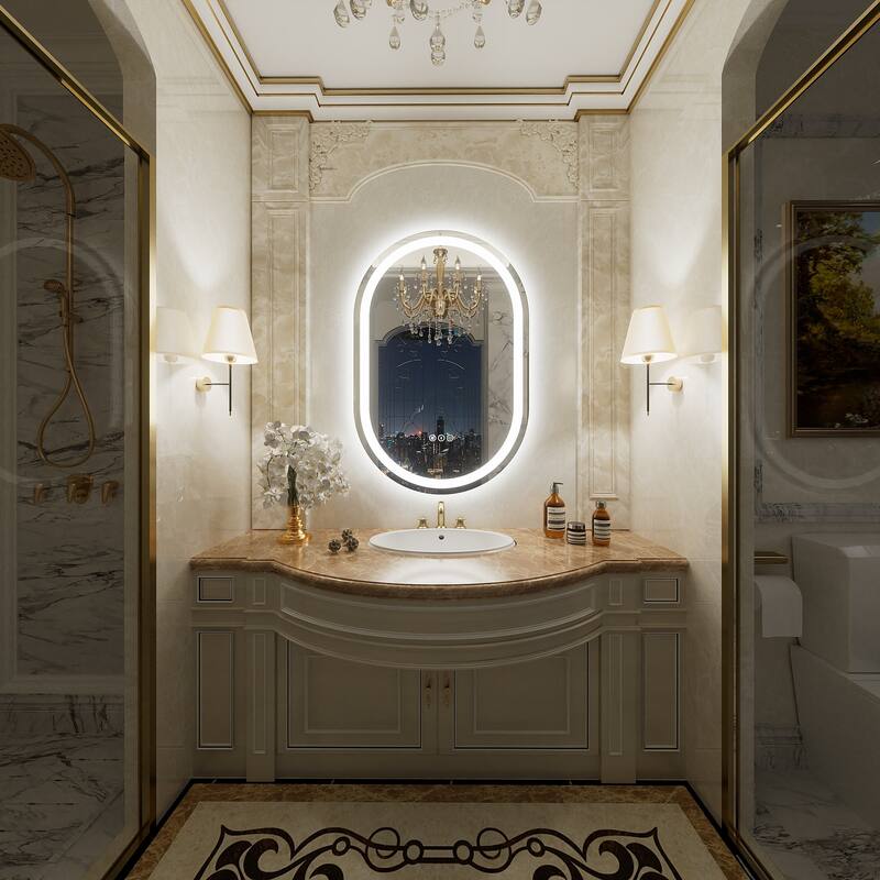 UL Certified Oval LED Lighted Anti-fog Wall Bathroom Vanity Mirror