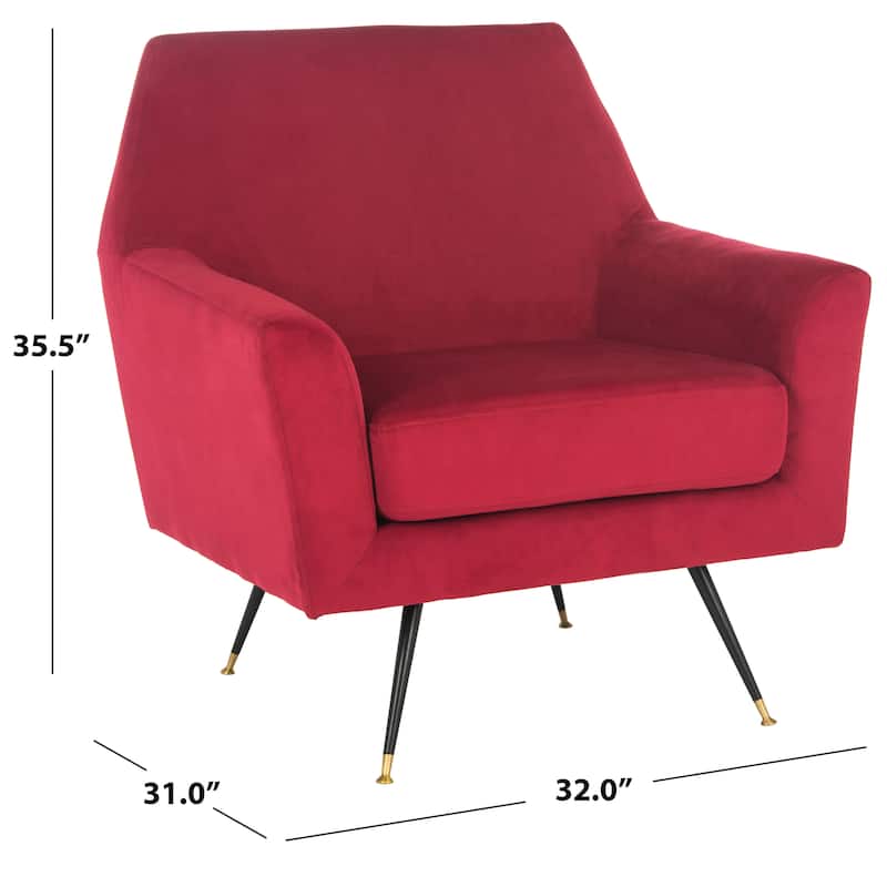 SAFAVIEH Trina Mid-Century Modern Velvet Maroon Red Club Chair - 32" W x 31" D x 36" H - 32Wx31Dx36H
