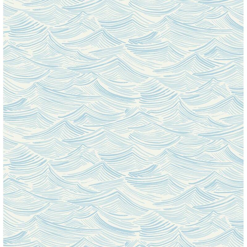 Seabrook Designs Seaside Waves Prepasted Wallpaper - 20.5 in. W x 33 ft. L - 20.5 in. W x 33 ft. L - Blue Oasis