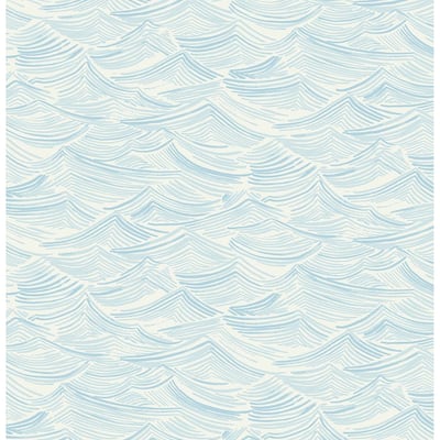 Seabrook Designs Seaside Waves Prepasted Wallpaper - 20.5 in. W x 33 ft. L
