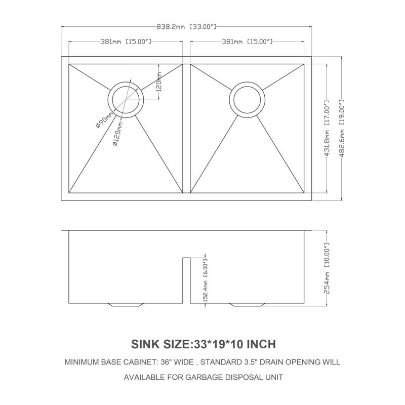 Undermount 16 Gauge Double Bowl Stainless Steel Kitchen Sink in Brushed Nickel
