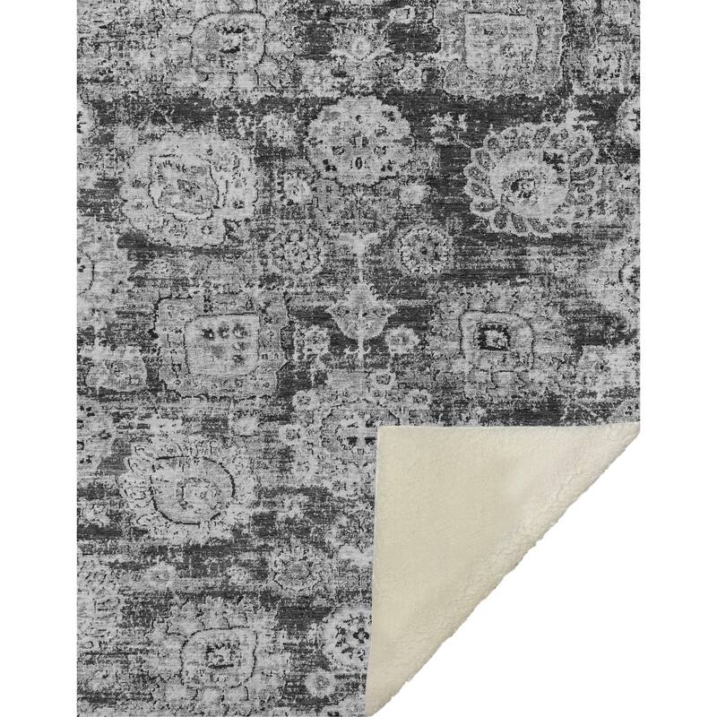Premium Machine Washable Vintage Persian Sherpa Throw Blanket