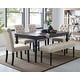 preview thumbnail 1 of 30, Roundhill Furniture Leviton Upholstered Dark Wash Wood 6-piece Dining Set Tan