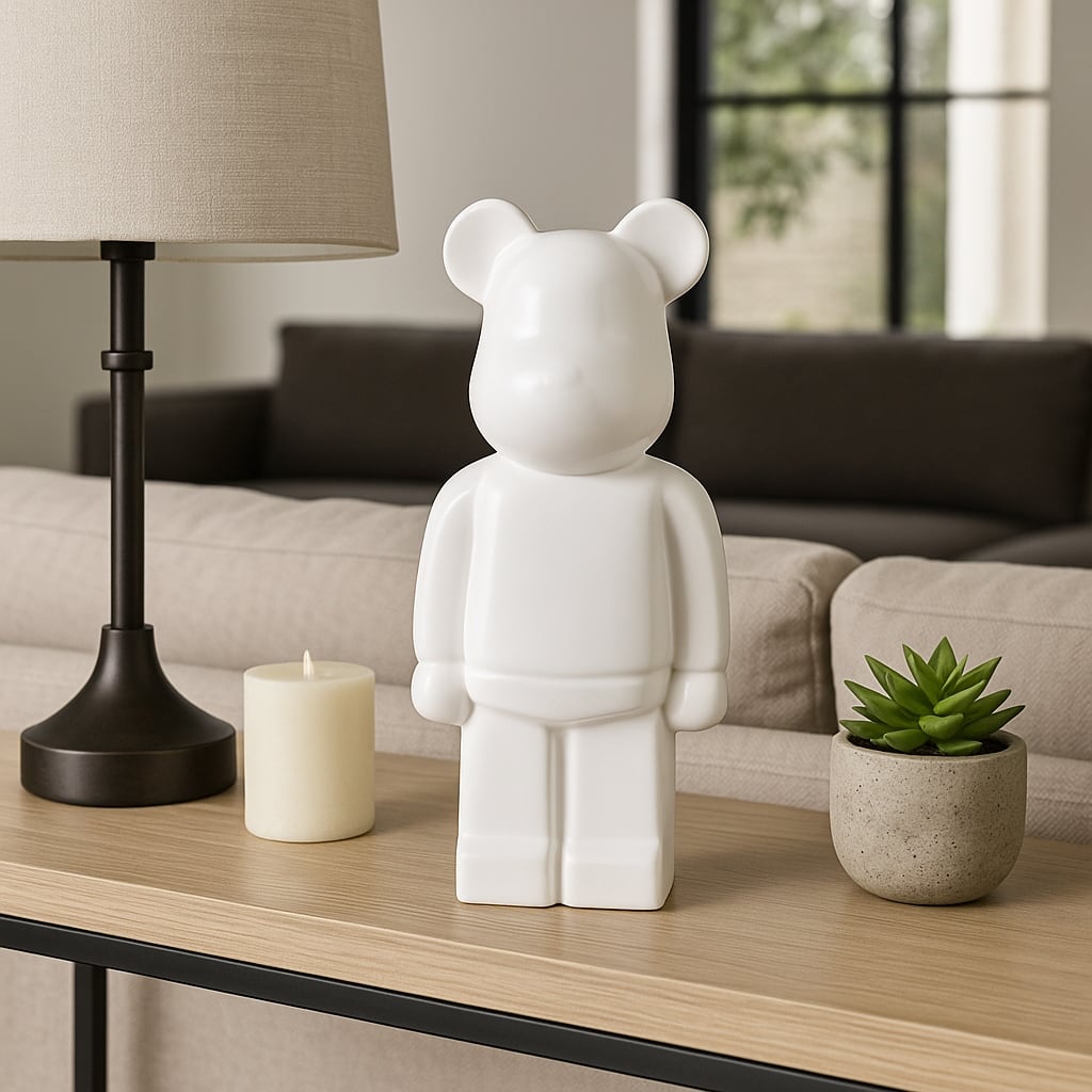 Ceramic Decorative Object Modern Minimalist Bear Figurine Home Decor - 4.75" x 4" x 11.5"
